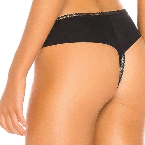 Thistle and Spire Eyelash Lace Mirage Thong Black Size XL 261603 Sheer - Picture 7 of 7